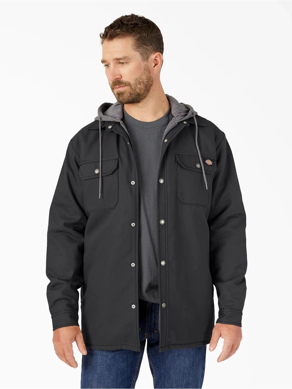 Dickies Hooded Duck Shirt Jacket in Black